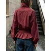 Women’s Polka Dot Casual Funnel Neck Lightweight Jackets(Red)