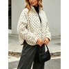 Women’s Polka Dot Puffer Jacket Quilted Zip Up Winter Coat Pockets(Beige)
