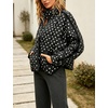 Women’s Polka Dot Puffer Jacket Quilted Zip Up Winter Coat Pockets(Black)