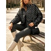 Women’s Polka Dot Puffer Jacket Quilted Zip Up Winter Coat Pockets(Black)