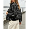 Women’s Polka Dot Puffer Jacket Quilted Zip Up Winter Coat Pockets(Black)