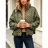 Women’s Polka Dot Puffer Jacket Quilted Zip Up Winter Coat Pockets(Green)