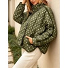 Women’s Polka Dot Puffer Jacket Quilted Zip Up Winter Coat Pockets(Green)