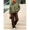 Women’s Polka Dot Puffer Jacket Quilted Zip Up Winter Coat Pockets(Green)