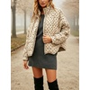 Women’s Polka Dot Puffer Jacket Quilted Zip Up Winter Coat Pockets(Khaki)