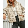 Women’s Polka Dot Puffer Jacket Quilted Zip Up Winter Coat Pockets(Khaki)