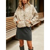 Women’s Polka Dot Puffer Jacket Quilted Zip Up Winter Coat Pockets(Khaki)