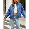 Women’s Polka Dot Puffer Jacket Quilted Zip Up Winter Coat Pockets(Kleinblue)