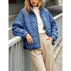 Women’s Polka Dot Puffer Jacket Quilted Zip Up Winter Coat Pockets(Kleinblue)