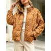 Women’s Polka Dot Puffer Jacket Quilted Zip Up Winter Coat Pockets(Orange)