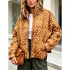 Women’s Polka Dot Puffer Jacket Quilted Zip Up Winter Coat Pockets(Orange)