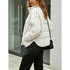 Women’s Polka Dot Puffer Jacket Quilted Zip Up Winter Coat Pockets(White)
