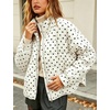 Women’s Polka Dot Puffer Jacket Quilted Zip Up Winter Coat Pockets(White)