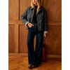 Women’s Puffer Jacket Quilted Lightweight Plaid Lining Padded Coat(Black)