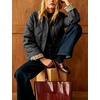 Women’s Puffer Jacket Quilted Lightweight Plaid Lining Padded Coat(Black)