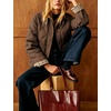 Women’s Puffer Jacket Quilted Lightweight Plaid Lining Padded Coat(Brown)