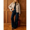 Women’s Puffer Jacket Quilted Lightweight Plaid Lining Padded Coat(Khaki)