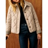 Women’s Puffer Jacket Quilted Lightweight Plaid Lining Padded Coat(Khaki)