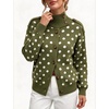 Yeokou Women Polka Dot Mock Neck Knit Cardigan Button Front Sweater Jacket(Armygreen)