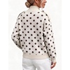 Yeokou Women Polka Dot Mock Neck Knit Cardigan Button Front Sweater Jacket(Beige)