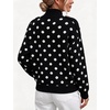 Yeokou Women Polka Dot Mock Neck Knit Cardigan Button Front Sweater Jacket(Black)