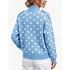 Yeokou Women Polka Dot Mock Neck Knit Cardigan Button Front Sweater Jacket(Blue)