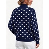 Yeokou Women Polka Dot Mock Neck Knit Cardigan Button Front Sweater Jacket(Navy)