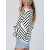 Yeokou Women Striped Off Shoulder Sweater Oversized Pullover(Black)