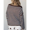Yeokou Women Striped Off Shoulder Sweater Oversized Pullover(Coffee)
