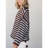 Yeokou Women Striped Off Shoulder Sweater Oversized Pullover(Coffee)