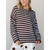 Yeokou Women Striped Off Shoulder Sweater Oversized Pullover(Coffee)