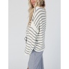 Yeokou Women Striped Off Shoulder Sweater Oversized Pullover(Gray)