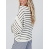 Yeokou Women Striped Off Shoulder Sweater Oversized Pullover(Gray)