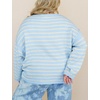 Yeokou Women Striped Off Shoulder Sweater Oversized Pullover(Lightblue)