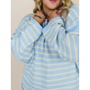 Yeokou Women Striped Off Shoulder Sweater Oversized Pullover(Lightblue)