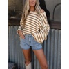 Yeokou Women Striped Off Shoulder Sweater Oversized Pullover(Mustard)
