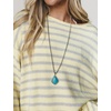 Yeokou Women Striped Off Shoulder Sweater Oversized Pullover(Yellow)