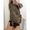 Yeokou Women Trench Coat Detachable Hood Bow Tie Jacket(Dustygreen)