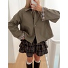 Yeokou Women Trench Coat Detachable Hood Bow Tie Jacket(Dustygreen)
