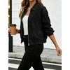 Yeokou Women’s Cropped Zip Up Denim Bomber Jacket Elastic Hem Cuffs Stretch Jean Coat for Casual Daily & Commute(Black)