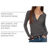 Yeokou Women’s Ribbed Henley Shirt Slim Fit Long Sleeve Casual Top(Darkgray)