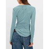 Yeokou Women’s Ribbed Henley Shirt Slim Fit Long Sleeve Casual Top(Teal)