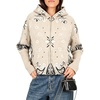 Women Bandana Paisley Knit Hooded Jacket Trendy Full Zip Sweater(Khaki)