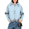 Women Bandana Paisley Knit Hooded Jacket Trendy Full Zip Sweater(Lightblue)