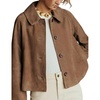 Women Faux Suede Cropped Jacket Fall Outerwear(Taupe)