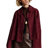 Women Faux Suede Cropped Jacket Fall Outerwear(Winered)