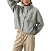Women’s Bomber Jacket Oversized Windbreaker Funnel Neck Cropped Coat(Grey)