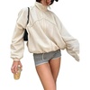Women’s Mesh Track Jacket Oversized Zip Up Lightweight Coat(Beige)