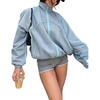 Women’s Mesh Track Jacket Oversized Zip Up Lightweight Coat(Blue)