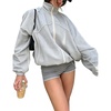 Women’s Mesh Track Jacket Oversized Zip Up Lightweight Coat(Grey)